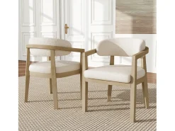 Juego de 6 sillas de comedor de madera maciza - 58 x 58 x 78 cm - Estilo moderno - tapizado en bucle - color natural