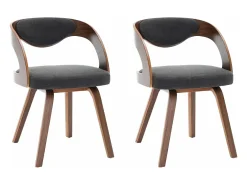 Juego de 2 Sillas de comedor madera curvada y tela gris oscuro ES315137