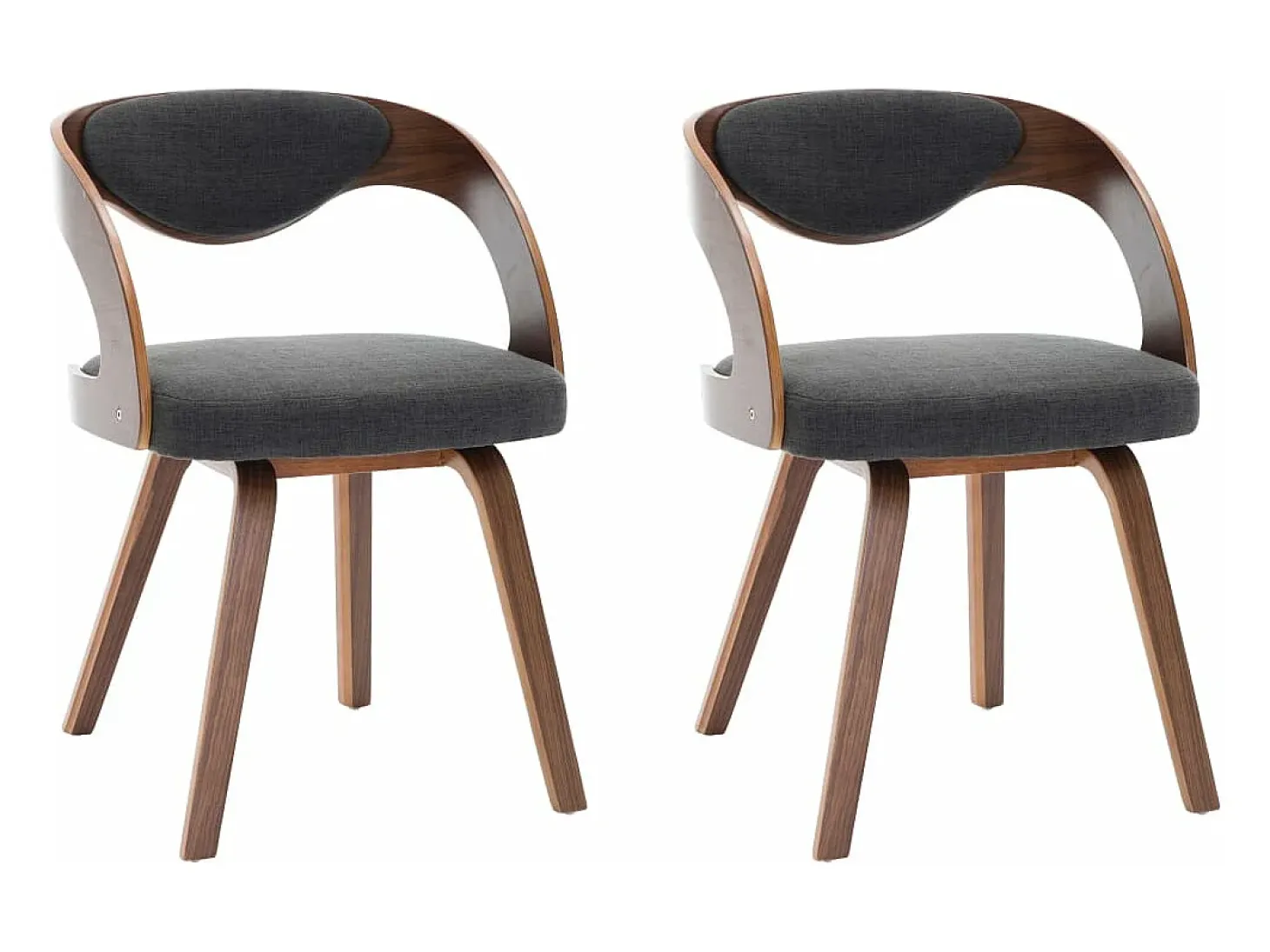 Juego de 2 Sillas de comedor madera curvada y tela gris oscuro ES315137