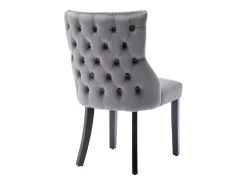 Juego de 2 sillas de comedor, terciopelo gris, con costuras de botones, estructura de madera maciza