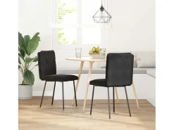 Juego de 2 sillas de comedor de terciopelo negro