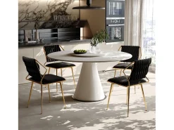 Juego de 2 sillas de comedor modernas tapizadas en terciopelo con estructura de metal dorado, color negro.