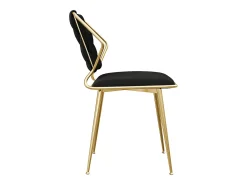 Juego de 2 sillas de comedor modernas tapizadas en terciopelo con estructura de metal dorado, color negro.