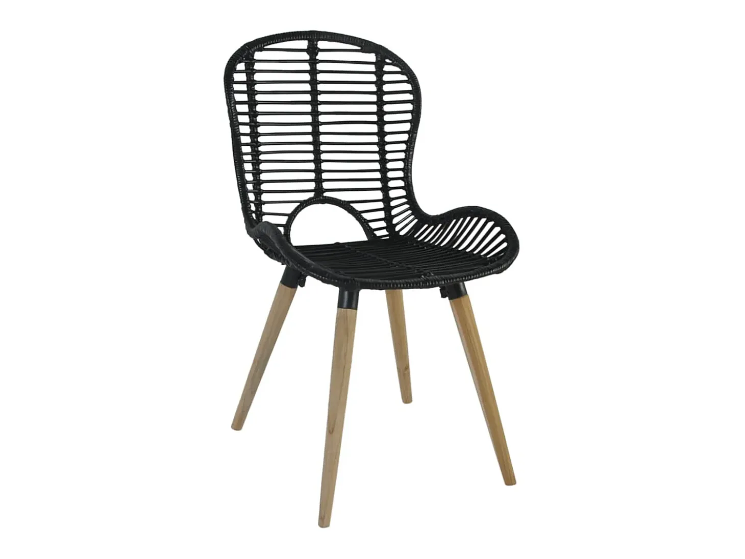 Juego de 2 Sillas de comedor ratán natural negro ES547866
