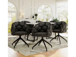 Juego de 6 sillas de comedor de terciopelo y metal – gris