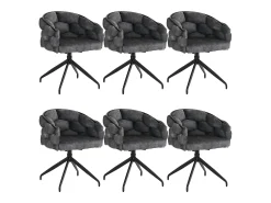Juego de 6 sillas de comedor de terciopelo y metal – gris