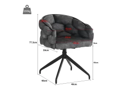 Juego de 6 sillas de comedor de terciopelo y metal – gris