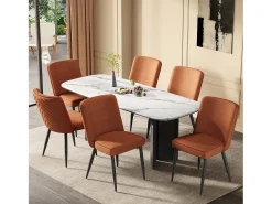 Juego de 2 sillas de comedor - 63 x 48 x 85 cm - para comedores/salones/cafeterías - Estilo moderno - Terciopelo - Rojo óxido