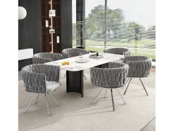 Juego de 4 sillas de comedor de terciopelo, sillas giratorias de lujo para salón y dormitorio, con patas de metal (62 x 60 x 57 cm)