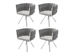 Juego de 4 sillas de comedor de terciopelo, sillas giratorias de lujo para salón y dormitorio, con patas de metal (62 x 60 x 57 cm)