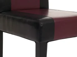 Juego de 6 sillas de comedor Littau de piel sintética, polipiel, negro-rojo, patas oscuras