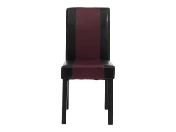 Juego de 6 sillas de comedor Littau de piel sintética, polipiel, negro-rojo, patas oscuras
