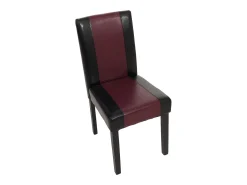 Juego de 6 sillas de comedor Littau de piel sintética, polipiel, negro-rojo, patas oscuras
