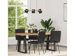 Juego de 4 sillas de comedor de piel sintética negra