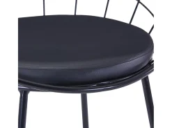Juego de 4 sillas de comedor de piel sintética y acero negro