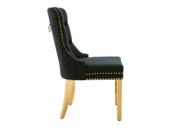Juego de 4 sillas de comedor - terciopelo negro - Silla tapizada con ribete tachonado y patas de metal dorado