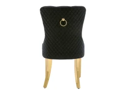Juego de 4 sillas de comedor - terciopelo negro - Silla tapizada con ribete tachonado y patas de metal dorado