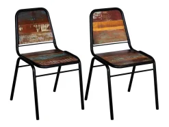 Juego de 2 Sillas de comedor madera maciza reciclada ES696458
