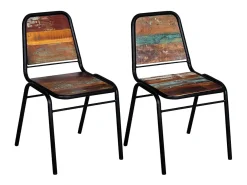 Juego de 2 Sillas de comedor madera maciza reciclada ES696458