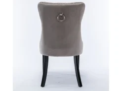 Juego de 2 sillas de comedor en terciopelo gris con tachuelas decorativas y respaldo acolchado