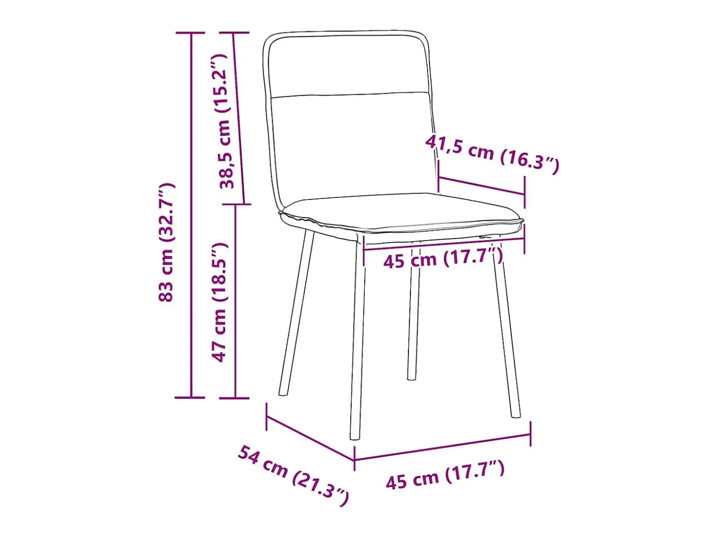 Juego de 2 sillas de comedor de terciopelo azul