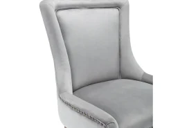 Juego de 4 sillas de comedor - asientos tapizados adornados con tachuelas decorativas y patas de madera maciza - terciopelo gris