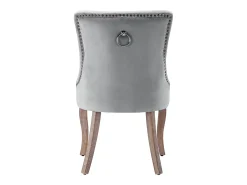 Juego de 4 sillas de comedor - asientos tapizados adornados con tachuelas decorativas y patas de madera maciza - terciopelo gris