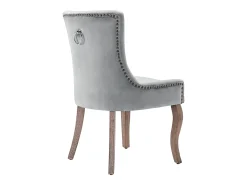 Juego de 4 sillas de comedor - asientos tapizados adornados con tachuelas decorativas y patas de madera maciza - terciopelo gris