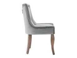 Juego de 4 sillas de comedor - asientos tapizados adornados con tachuelas decorativas y patas de madera maciza - terciopelo gris