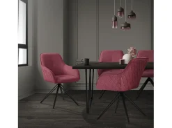 Juego de 2 sillas de comedor giratorias ML-Design en tela textil rosa viejo, silla de salón con reposabrazos/respaldo, silla giratoria de 360°