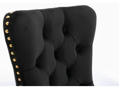 Juego de 2 sillas de comedor en terciopelo negro con respaldo acolchado y patas de metal dorado