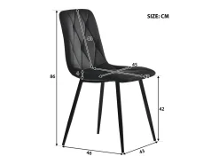 Juego de 4 sillas de comedor, color negro, diseño de silla tapizada, terciopelo sarga, con respaldo, patas de metal