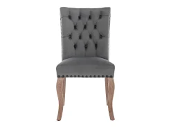 Juego de 2 sillas de comedor - silla de comedor de terciopelo gris - con respaldo acolchado y patas de madera