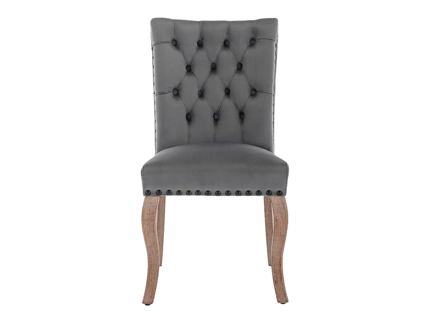 Juego de 2 sillas de comedor - silla de comedor de terciopelo gris - con respaldo acolchado y patas de madera