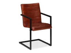 Juego de 2 sillas de comedor de cuero genuino marrón