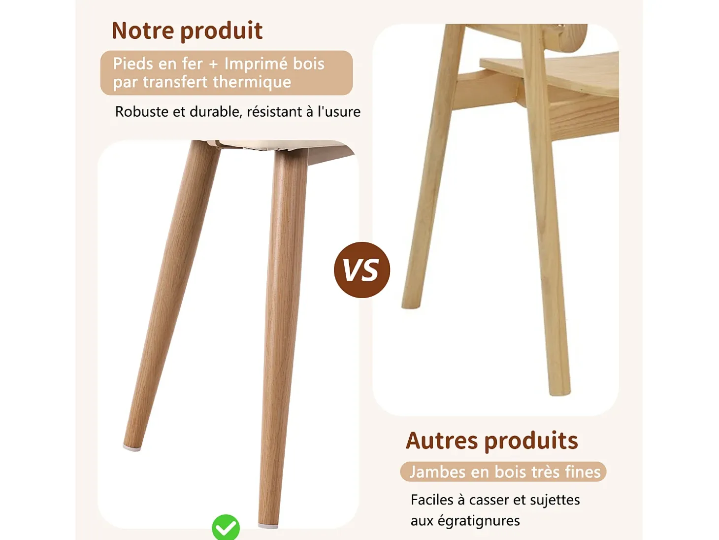 Juego de 2 sillas de comedor con respaldo de ratán y cojines de asiento de terciopelo, color beige