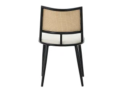 Juego de 6 sillas de comedor con cojín de piel sintética y respaldo de ratán PE - Negro