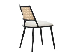 Juego de 6 sillas de comedor con cojín de piel sintética y respaldo de ratán PE - Negro