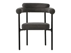 Juego de 4 sillas de comedor con respaldo en aro y reposabrazos - tejido de felpa gris oscuro
