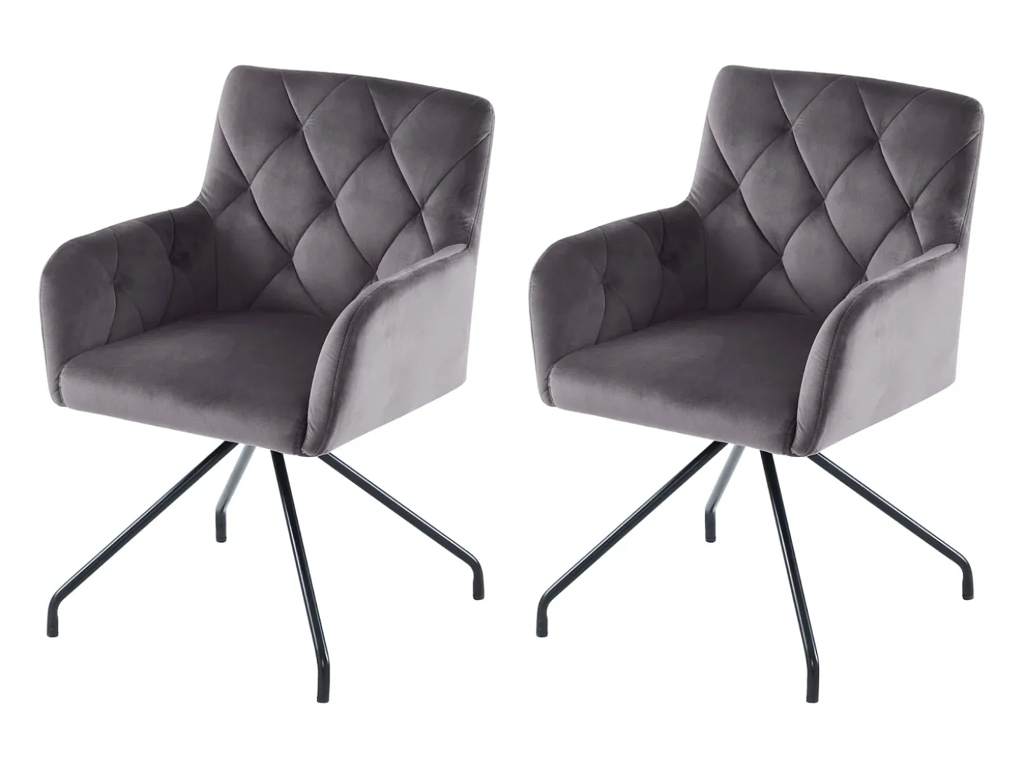 Juego de 2 sillas de comedor de terciopelo - 85 x 49 x 49 cm - sillón tapizado con 4 patas de metal - con soporte lumbar - gris