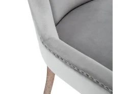 Juego de 6 sillas de comedor - asientos tapizados adornados con tachuelas decorativas y patas de madera maciza - terciopelo gris