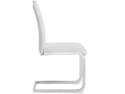 Juego de 2 sillas de comedor - piel sintética y respaldo de lino - blanco
