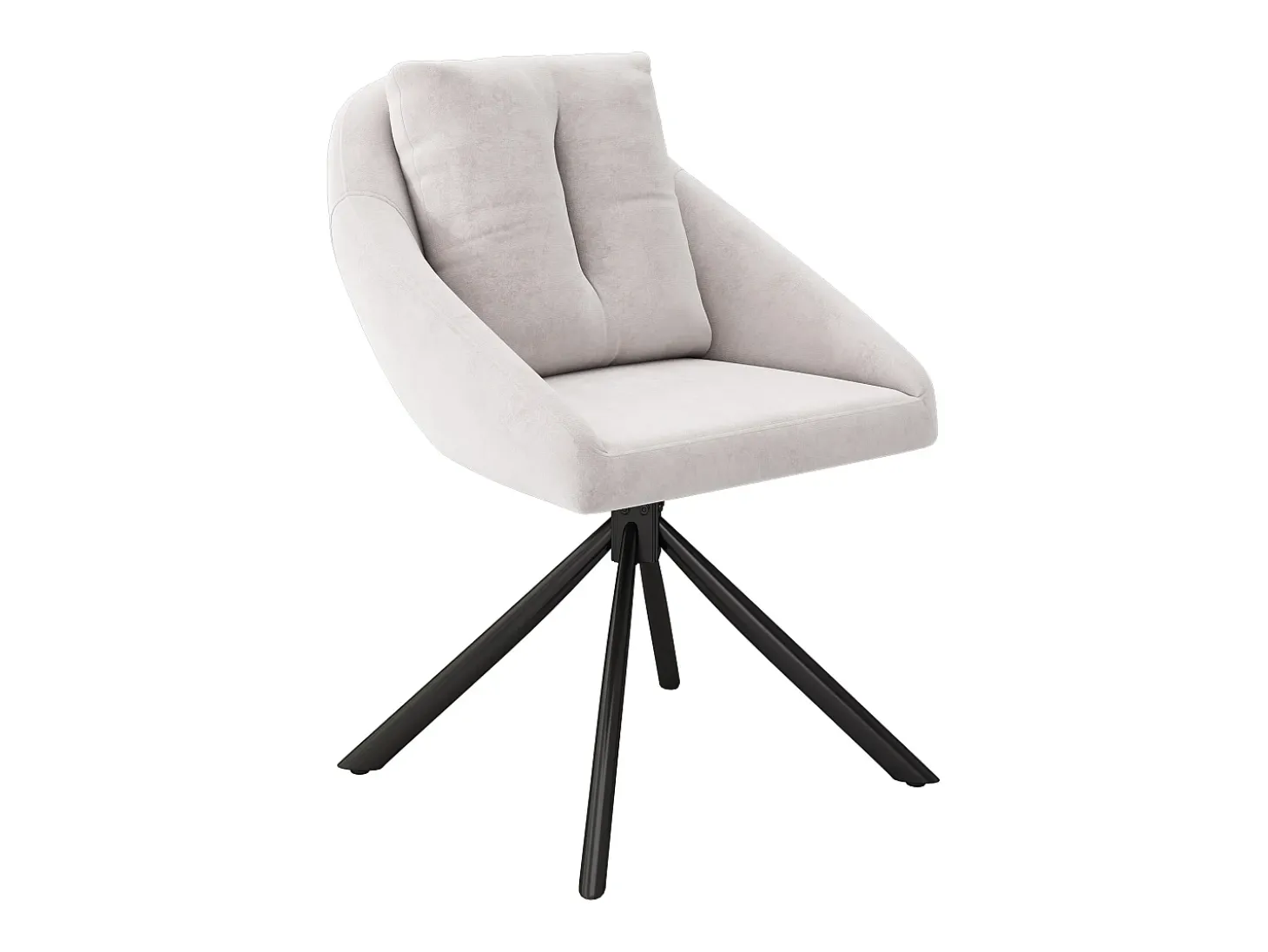 Juego de 4 sillas de comedor giratorias de terciopelo beige con respaldo tapizado y patas de metal negro