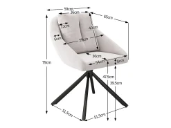Juego de 4 sillas de comedor giratorias de terciopelo beige con respaldo tapizado y patas de metal negro