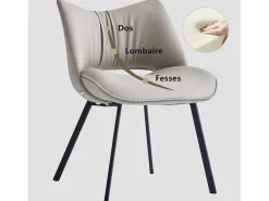 Juego de 2 sillas de comedor de estilo mid-century en piel sintética, con cojín suave y patas metálicas, ideales para salón y comedor, color arena (2)