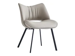 Juego de 2 sillas de comedor de estilo mid-century en piel sintética, con cojín suave y patas metálicas, ideales para salón y comedor, color arena (2)