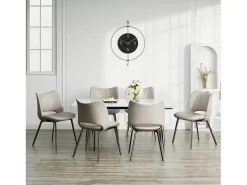 Juego de 2 sillas de comedor de estilo mid-century en piel sintética, con cojín suave y patas metálicas, ideales para salón y comedor, color arena (2)
