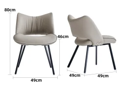 Juego de 2 sillas de comedor de estilo mid-century en piel sintética, con cojín suave y patas metálicas, ideales para salón y comedor, color arena (2)