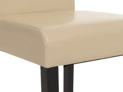 Juego de 6 sillas de comedor Littau de piel sintética, polipiel, crema, patas oscuras