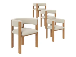 Juego de 4 sillas de comedor ergonómicas - 54,5 x 44 x 72,5 cm - con acolchado y patas de hierro - Franela - beige y natural